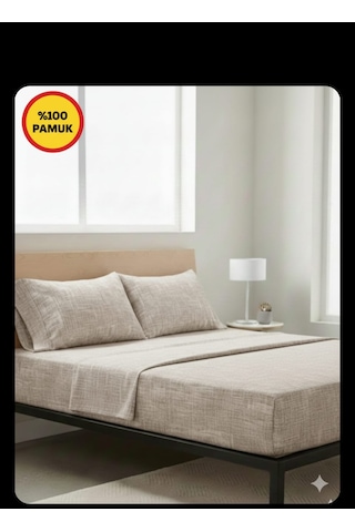 % 100 Pamuk Ranforce Terletmez Lastikli Çarşaf Takımı Gri Ve Pudra Renk 120 X 200 160 X 200 Çarşaf + Yastık Kılıfı Pudra