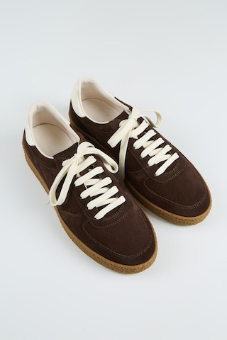 Krahe Sunny Erkek Hakiki Deri Bağcıklı Kahve-ekru Sneakers