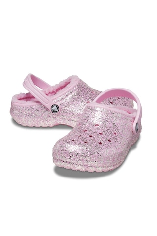 Crocs Classic Lined Glitter Clog K Pembe