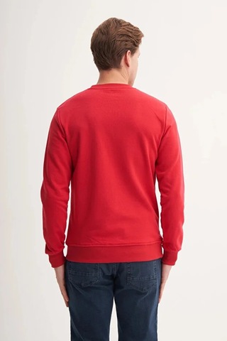 Cazador Pamuk Karışımlı Mevsimlik 3 İplik Slim Fit Sweatshirt-53875 Kırmızı