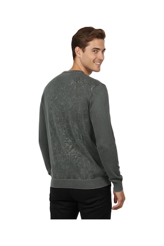 Erkek Spor Sıfır Yaka Taşlama Yıkamalı Regular Fit Kazak Bgl-st04952 Haki