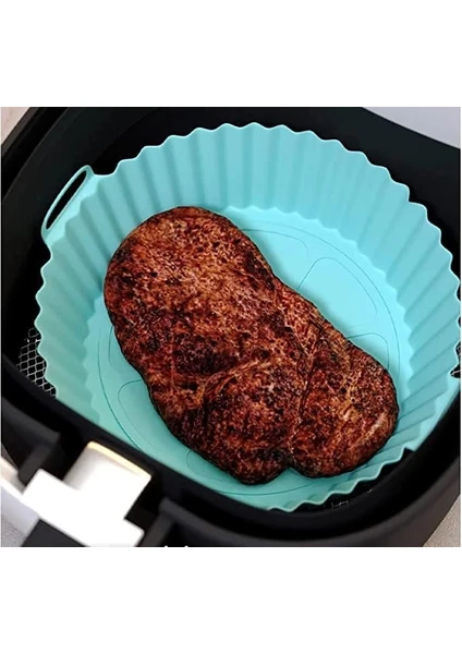 Güncelçarşı Yüksek Kallite Büyük Boy Xl Airfryer Silikon Pişirme Kabı Bpa Içermez Airfryer Silikon Pişirme Kağıdı, Yapışmaz Kolay Temizlenir, Air Fryer Kalıbı Turkuaz
