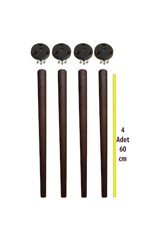 4 Adet Ceviz Vernikli Konik Ahşap Masa Ayağı 60 Cm Açılı Aparat Ve Montaj Vidası Dahil Kayın Ağacı