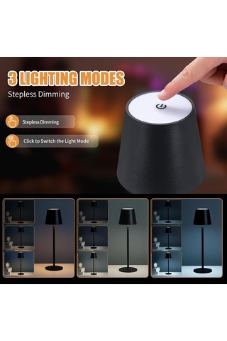 Kablosuz Masa Lambaları Usb Şarj Edilebilir Sadelik Masa Lambası Dahili 4600 Mah Pil Led Pille Çalışan Lamba Dokunmatik Kontrollü Masa Lambası - Yatak Odası/masa/okuma/avlu Siyah Diğer