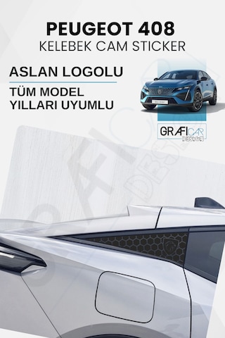Peugeot 408 Uyumlu Kelebek Cam Sticker Set - Logolu