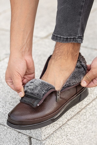 Garantili D472 Su Ve Soğuk Geçirmez Kürklü Ortopedik Hakiki Deri Erkek Bot Kahverengi