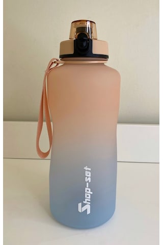 Shop-Set 2000 Ml Tritan Motivasyonlu Su Matarası Süzgeçli Somon Açık Mavi