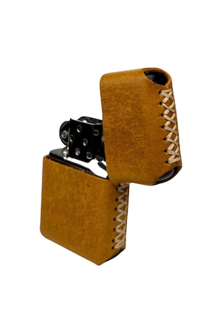 Handmade El Yapımı Hakiki Deri Zippo Modeli Çakmak Camel