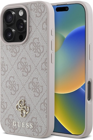 Apple iPhone 16 Pro Max Uyumlu Kılıf Guess Lisanslı Magsafe Şarj Özellikli Small 4g Classic Kapak Pembe