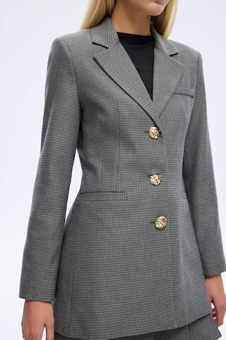 Quzu Kazayağı Desenlı Gri Kadın Blazer Ceket Ckt01109 Gri