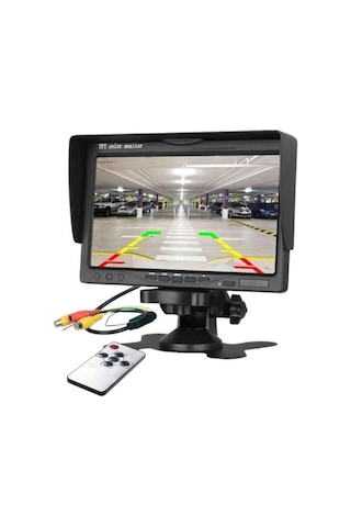 7" İnç Ayaklı Araç İçi Ön Kamera Ve Okul Taşıtı Monitörü Hd Led Panel Çift Kamera Girişli Vga Ses Girişli 12v-24v