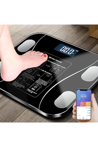 Yağ Ölçer Fonksiyonlu Dijital Baskül Elektronik Tartı Akıllı Bluetooth Lcd Dijital Ekran Ev Vücut 5256