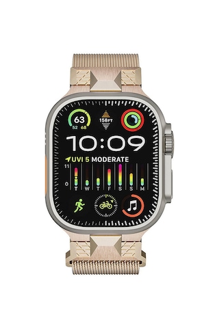 Apple Uyumlu Watch Ultra 49 mm Zore Krd-107 Metal Hasır Kordon-starlight