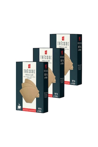 Trescol Kahve Filtresi 4 Numara Büyük Boy Naturel Kağıt 3x100 300'lü Paket