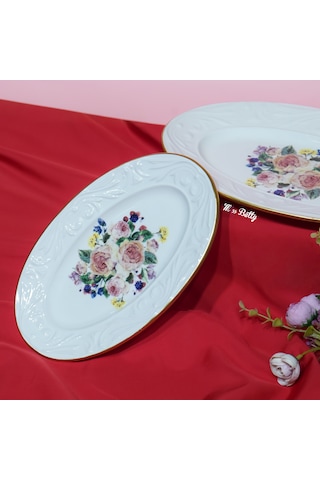 Rose Deluxe Porselen 2'li Kayık Tabak Pembe