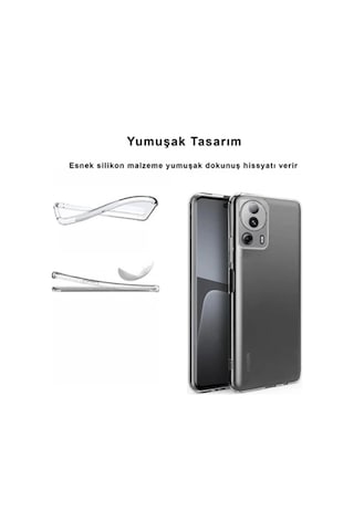 Fitcase Xiaomi 13 Lite Kılıf Kamera Korumalı Silikon Şeffaf Arka Kapak