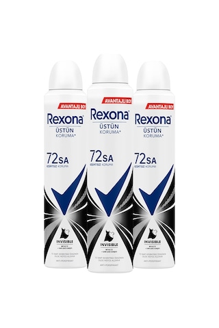 Rexona Invisible Black & White 72 Saat Kadın Sprey Dodrant 3 x 200 ML