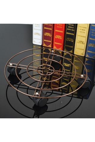 Sones Demir Bitki Saksı Standı Evrensel Tekerlek Hareketli Yuvarlak Saksı Rafı, Çap: 30cm Bronz