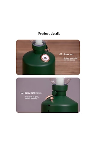 Nostalji Hava Nemlendirici Ile Led Işık Aromaterapi Difüzör Kablosuz Mist Maker Usb Şarj Edilebilir