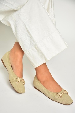 Fox Shoes U820113557 Ten Triko Kumaş Kadın Babet Ten