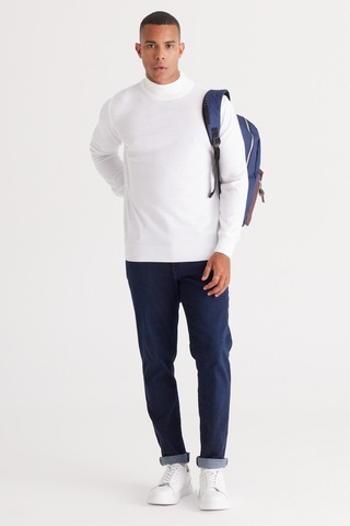AC&Co / Altınyıldız Classics Altinyildiz Classics Erkek Ekru Standart Fit Normal Kesim Yarım Balıkçı Yaka Triko 4A4923100005EKRXXL Ekru
