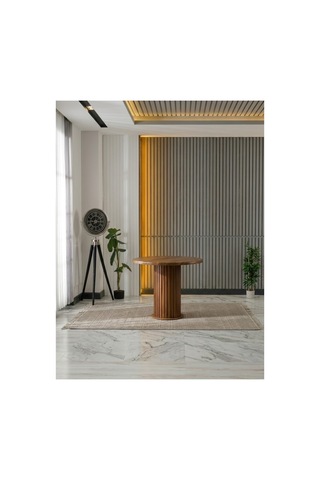 Aura Yuvarlak Bohem 90x90 Mebran Mdf Masa Masa Fiyatıdır Kahverengi Kahverengi