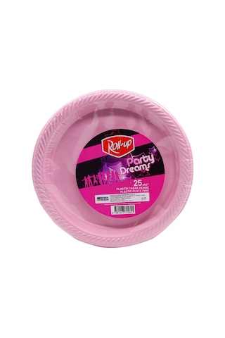 Ofis Catering Piknik Davet Doğum Günü Omeyva Sofra Seti - 25 Kişilik Pembe Tabak Bardak Takımı Pembe