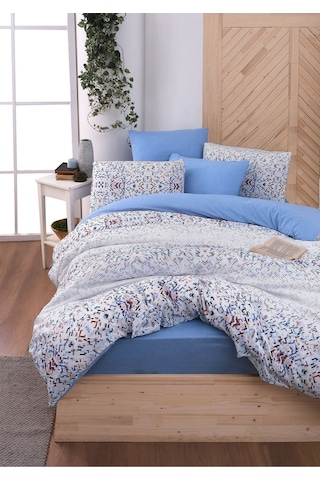 Mystory Home  Lastikli Çarşaflı Tek Kişilik Nevresim Takımı Bluem