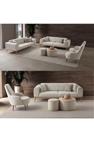 Rebull 3+3+1+1 Koltuk Takımı Bej