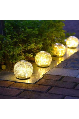 Moly Güneş Enerjili Çatlak Cam Toplu Bahçe Işığı - Ip65 Su Geçirmez, 8-10 Saat Süre, 30 Ledli Renkli, 2 Adet 12 Cm Paket Çok Renkli