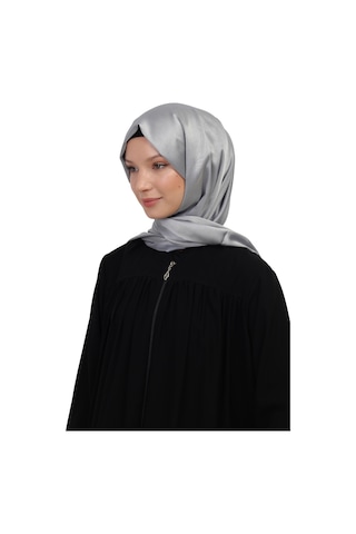 Çift Taraflı Düz Jakar Şal Parlak & Mat Dokulu, Özel Gün Şalı, Düz Renk Gri