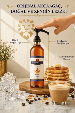 Simonelli Akçaağaç Maple Aromalı Kahve ve Kokteyl Şurubu 700 ML + Pompa