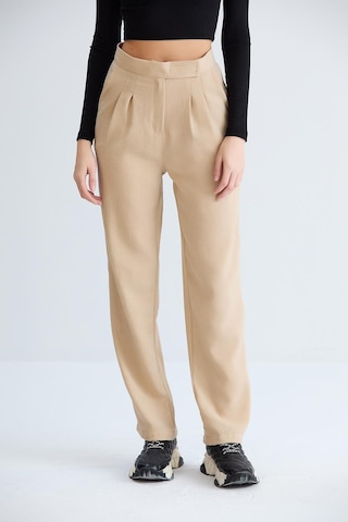 Sortie Collection Kemeri Cırtlı Keten Pantolon Vizon-vizon Vizon