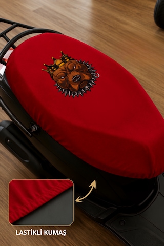 Kırmızı Köpek Desenli Motosiklet Sele Kılıfı