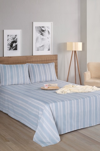 Sport Çizgili Çarşaf + Yastık Kılıfı Seti Çift Kişilik Soft Line Gri Gri