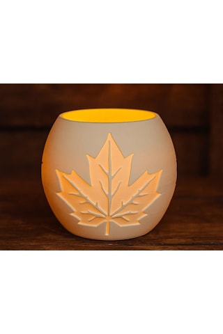 3d Baskı Akçaağaç Yaprağı Kabartmalı Tealight Mumluk Dekoratif Sonbahar Feneri Şamdan Masa Süsü Renkli