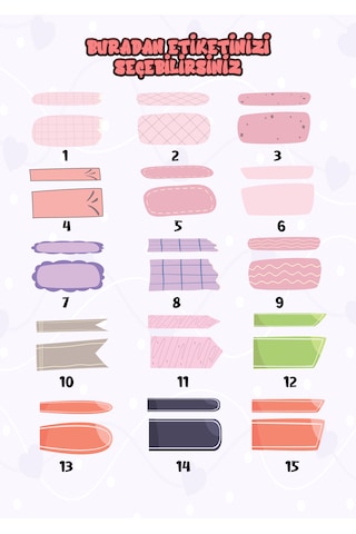 Okul Etiketi Kalem Defter Etiketi İsme Özel Etiket Set10