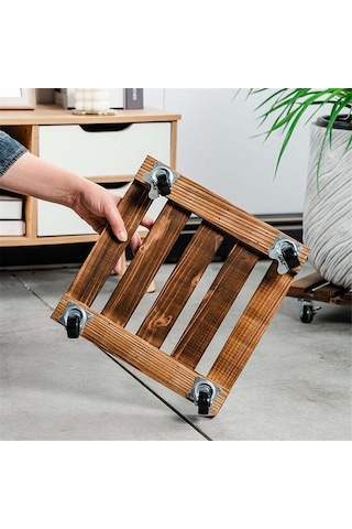 Ulzyvf Yuvarlak Tepsisi, Tekerlek Standı, Stand Saksısı, Saksısı Saksı Raf, Çiçek Çiçek Bonsai Bitki Ahşap Ui