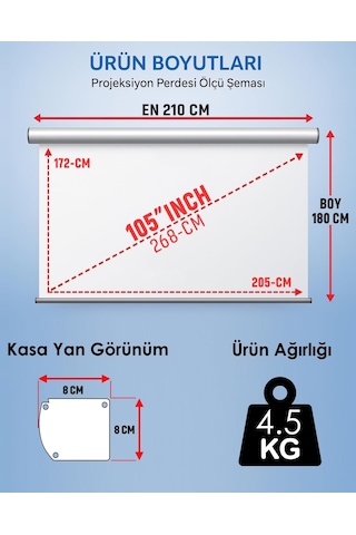 Gölge Stor En210cm Boy180cm Projeksiyon Perdesi Manuel-yeni Akıllı Kumaş Teknolojisi