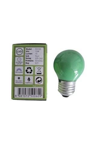 Fujika 15w Yeşil Gece Lambası Top Ampul 15lm E27 220v 7cmx4cm 1 Adet 1 Ad