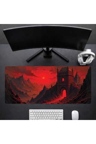90x40 Cm Şato Desenli Oyuncu Gaming Mouse Pad Kaymaz Kauçuk Taban Fare Altlığı Xxl Mousepad Catle Serisi 003
