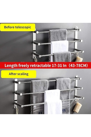 Bar Geri Çekilebilir Havlu Askısı 20 - 30 İnç Ss 304 Havlu Askısı Ağır Hizmet Tipi 3m Yapıştırıcı Banyo Duvara Serbest Montaj Montaj Delikleri Kurulum Banyo Mutfak Diğer