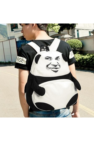 Trendy Erkek Çanta Yaratıcı Kişilik Altın Komik Sırt Çantası Panda Omuz Çantası Jacky Cheung İfadesi