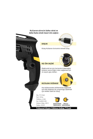 Assur ASR212 710W 90Nm Alçıpan Vidalama Siyah