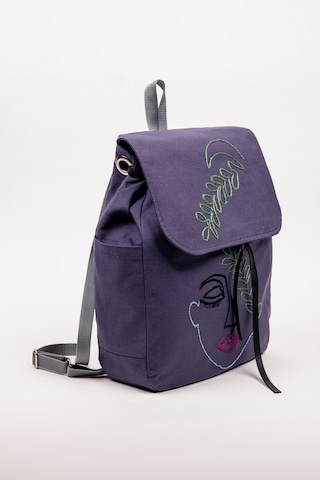 Fabric Craft Bag Sırt Çantası Nakışlı Duck Kumaş İçi Astarlı 38x40 Cm Mor