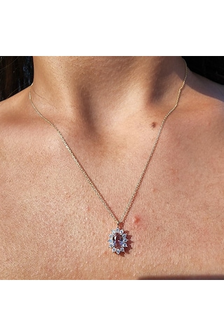 0,95 Ct Sultanayt 0,25 Ct Pırlanta Signity Taşlı Anturajlı Vintage 14 Ayar Altın Tasarım Kolye