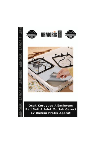 Ocak Koruyucu Alüminyum Ped Seti 4 Adet Mutfak Gereci Ev Düzeni Pratik Aparat Çok Renkli