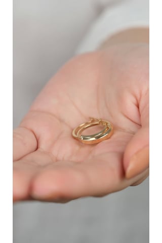 Arpaş 14 Ayar Altın Sade Düz Halka Küpe 985 Gold