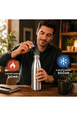 Sn-25711 Şişe Tipi 350 Ml. Paslanmaz Çelik Termos Renkli