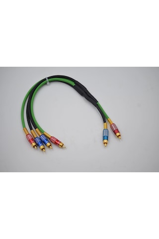 Bakır Amfi Rca Kablosu 50cm - 2 Giriş 4 Çıkış Anfi Rca Kablosu - 50cm - El Yapımı Tam Bakır - 50 Cm